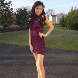 Speechless (Size 1) Purple Halter Top Homecoming Dress